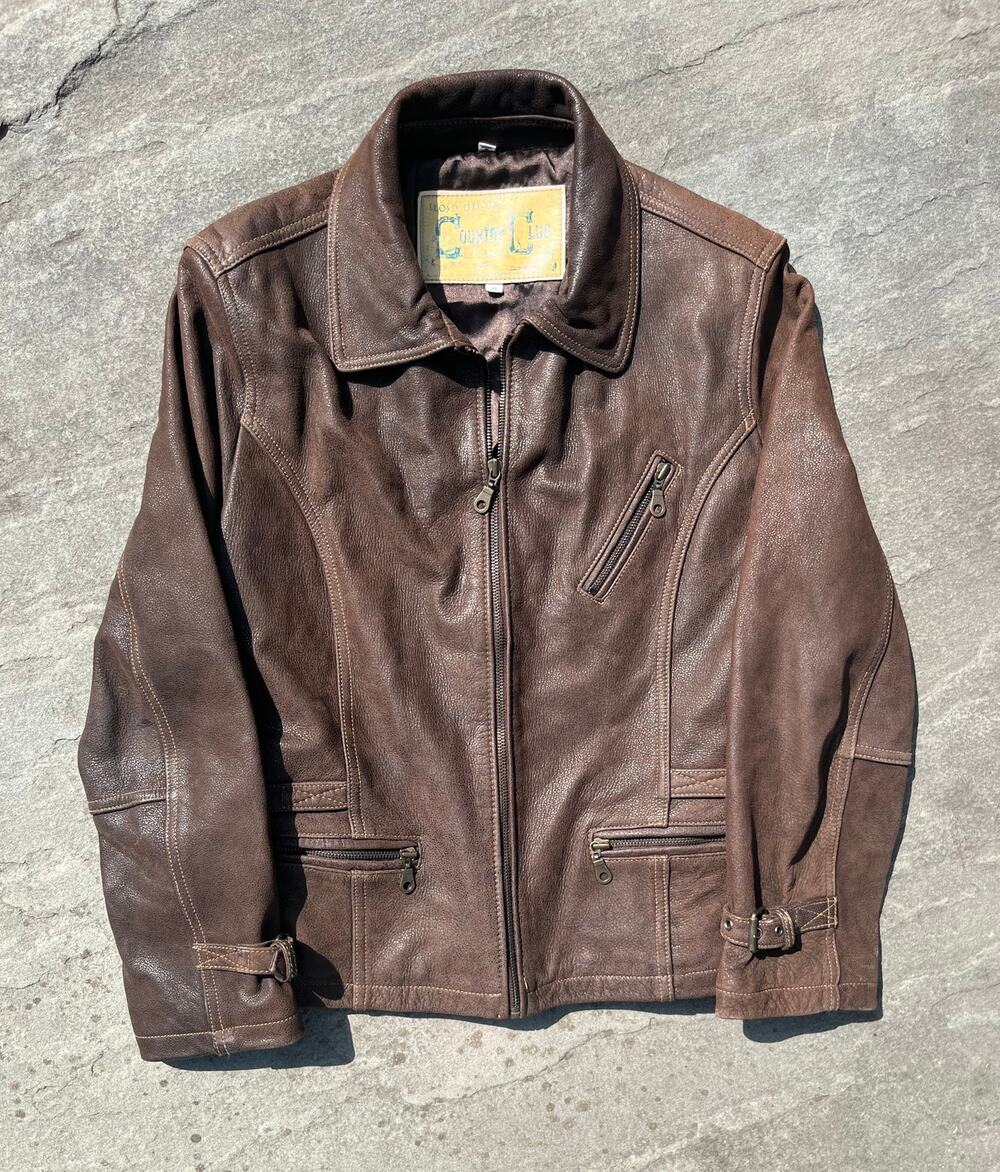 Vintage Lloyd Elliot Country Club Brown Leather Jacket Full Zip Western Medium M